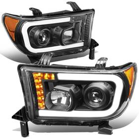 Hl-lb-tt07-bk-am Dna Motoring Pair Led Drl Tube Turn Signal Projector Headlig