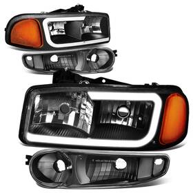 Dna Motoring Hl-lb2-dan99-bk-am Black Amber Led Drl Headlights Turn Signal La
