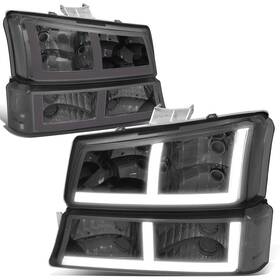 Hl-lb4-csil03-sm-cl1 Dna Motoring F-led Drl Headlights Compatible With 03-06
