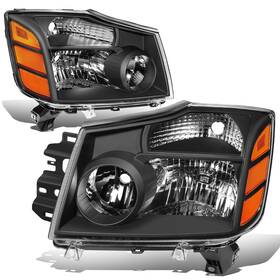 Hl-oh-narn04-bk-am Dna Motoring Pair Headlights Compatible With 04-15 Nissan