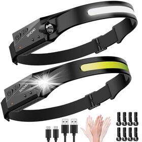 2td1000 Docho Headlamp Rechargeable 2pcs 230 Wide Beam Head Lamp Motion Sensor Led Headl