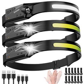 Docho 711271885059 Headlamp Rechargeable 3pcs 230 Wide Beam Head Lamp Motion Sensor Led Headl