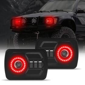 5x7-28ra Doxmall 2pcs Rectangle 5 7 6 Inch Led Headlights With Halo Drl And Turn Signal