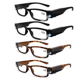 Duanmei 744306080457 4 Pcs Reading Glasses With Light Bright Led Readers Lights Glass