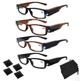 Duanmei 780682920413 4 Pack Reading Glasses With Lights In Frame Bright Led Readers Magnifying Gl