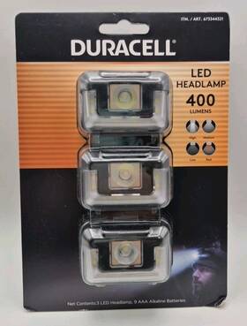 673344321 Duracell 400 Lumens Headlamp 3 Pack