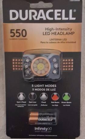 7803-dh550 Duracell Rechargeable Led Headlamp 550 Lumens Aaa Ipx4 Black Orange
