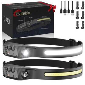 Eatelsin 630130653380 Rechargeable Headlamp With Red Light 2pcs Motion Sensor 230 Head Lamp Hard