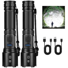 M088-cob-2p Eclinco Flashlight Rechargeable Led High Lumens 2 99 000lm Pack Bright Flash Lights