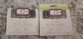 0504-0830 Eddie Bauer Headlamp 2-pack Lot 250 Lumens Eb250 Magenta Head Band Light Led