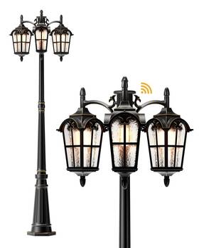 Hopl05a Edishine Outdoor Lamp Post Light 3-head Thickened Aluminum Dusk To Dawn Stre
