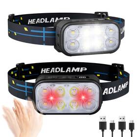 Eirnvop 8led-2-re Headlamp Rechargeable 2 Pack Super Bright Led Head Lamp 1500 Lumen