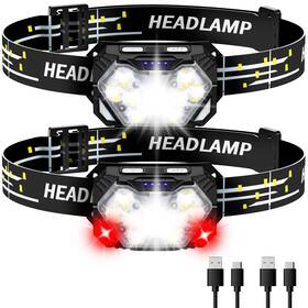 9led-2 Eirnvop 2000lm Ultra Bright 9 Led Headlamp 2 Pack Usb C Rechargeable Headlights 10