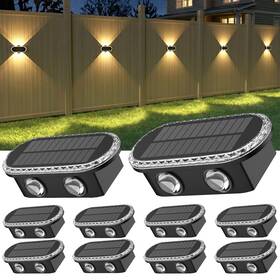 Ip65 Ellasay 618337391601 Solar Fence Lights Outdoor Waterproof With Dual Led Up Down Wal