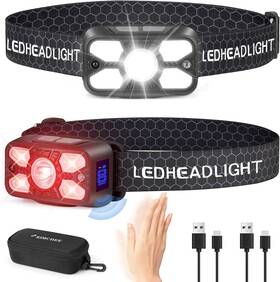 Hp-001 Elmchee Rechargeable Headlamp 2 Pack 2500 Lumen Bright 5 Led 5.9x3.55x2 In Black