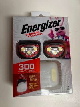 Energizer 039800138392 New Vision Hd Headlamp 300 Lumens Red Ipx4 2 Pack With Bonus Lantern