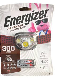 Enhdc32ew Energizer Advanced Headlamp 300 Lumens Red Led Ipx4 Batteries Included