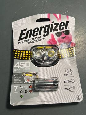 Upn-158411 Energizer Lp39571 Vision Ultra Headlamp 450 Lumens Black 3 Aaa Batteries New