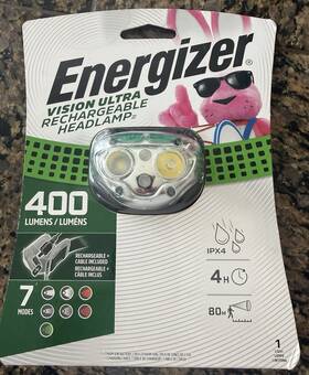 Upn-145122 Energizer Vision Ultra Rechargeable Led Headlamp 400 Lumens Green Ipx4 7 Modes
