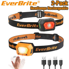 Ever Brite 2 Packs Rechargeable Headlamps Small Led Head Lamps With Motion Sensor
