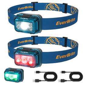 021081 Everbrite 2 Pack Led Headlamp Usb Rechargeable Headlight 5 Modes 120 Adjustable