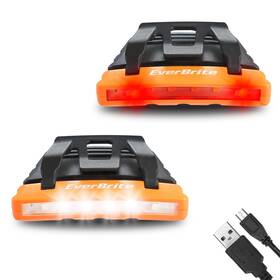 Everbrite 820909759775 2-pack Rechargeable Hat Light Waterproof Clip On Cap With Memory Funct
