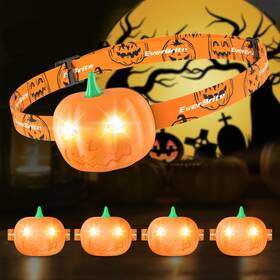 E021061ae Everbrite Halloween Pumpkin Headlamp 5 Pack 2 Modes Led Head Lamp Adjustable Headband