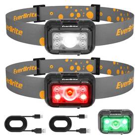 E021091ae Everbrite Rechargeable Headlamp 2 Pack Kids And Adult With White/red/green Ligh
