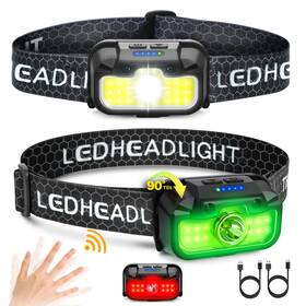 Ss-1313-2-us Favorlite Headlamp Rechargeable 2 Pack 1300 Lumen Lightweight Bright With White Green
