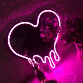Fespcj Y010-melt Melting Love Neon Acrylic Mirror Light Led Shatterproof Easy To Carry A
