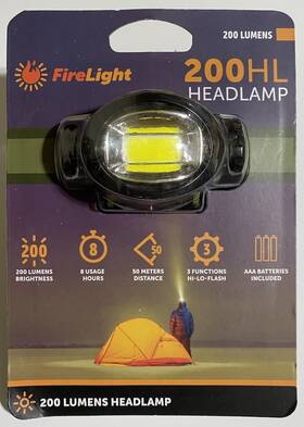 Fl-hl200l Firelight Led Headlamp - 3 Function Weatherproof 200 Lumens Hunting Camping New