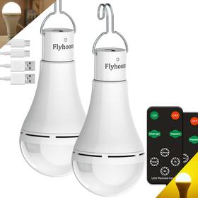 H70mos20 Flyhoom Usb Rechargeable Camping Light Bulbs With Remote Timer 5 Modes 1800ma