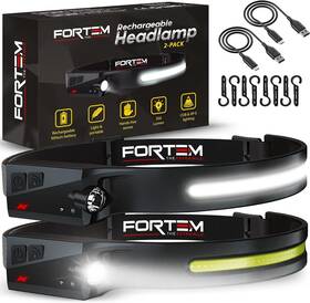 Fortem 313056376358 Headlamp Rechargeable 2-pack 230 Wide Beam Led Head Lamp With Motion Senso