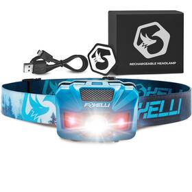 Foxelli 719324775540 Rechargeable Led Headlamp Ultralight Waterproof And Usb Head
