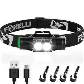 Foxelli 719325745948 Rechargeable Headlamp - Ultra Bright Led Head Lamp Flashlight 1200 Lumen He