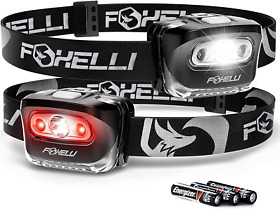 Foxelli Led Headlamp Flashlight For Adults And Kids Running Camping Hiking Head