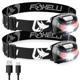 Mx10b Foxelli 2-pack Usb-c Rechargeable Led Headlamp Super Bright Lightweight Head L