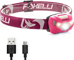 Foxelli Usb Rechargeable Headlamp Flashlight Super Bright Led Head Lamp For Ru