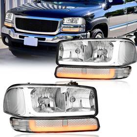 Fl-hl-0154p-g6-ch Fullux Led Drl Headlights Assembly Compatible With 1999-2007 Gmc Sierra / 2000-2006