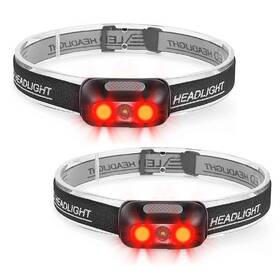 Geekhigh 739240400584 500 Lumen Rechargeable Headlamp 2 Pack 5 Red Headlight-black Black