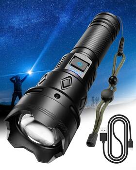 Ge-p160-002 Gekiro Super Bright Rechargeable Flashlights 2500000 High Lumens Waterproof Tactical