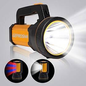 Geprosma 713721024827 Powerful Led Flashlight High Lumens Rechargeable Super Aluminum Alloy Black