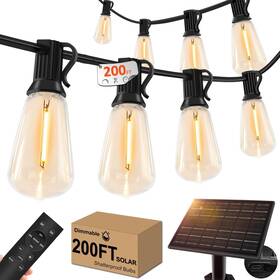 Ghustar 976422060462 200ft Solar Outdoor String Lights With Remote - Usb Rechargeable Powere