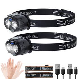 Td109 Ginlpd 2pcs Rechargeable Headlamp 1200 Lumen Super Bright Led Flashlight F