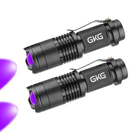 Gkg 724190562697 Uv Flashlight Black Light 2pack 395nm With 3 Modes And Zo