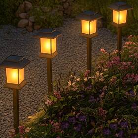 Hpl1598 Glosola 6pack Solar Pathway Lights Outdoor With Flickering Flame Ip65 Waterproof So