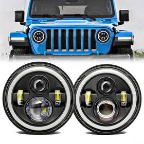 Jeepwranglerheadlight-001 Glwzsy 719645970738 Jeep Wrangler Headlight 7 Inch Led Halo Headlights For Jk Jku Tj Lj