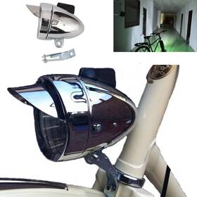 Goodkssop 900259422483 Metal Chrome Silver Shell Bright Classical Cool Bicycle Headlight Retro Vinta