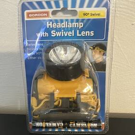 Gordon 792363458078 New Gordan Headlamp 90 Degree Swivel Lens With Aa Batteries Head Light Strap Yellow