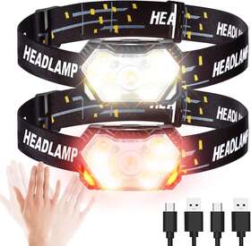 Gpando 313103273289 Goando Headlamp Rechargeable 2500 Lumen Led Head Lights For Forehead 2 Pack